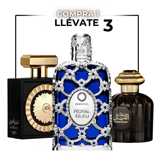 Pack Trio Perfumes Árabes para Hombre – Nebras Gold | Bleu Royale | Sultan Nuit